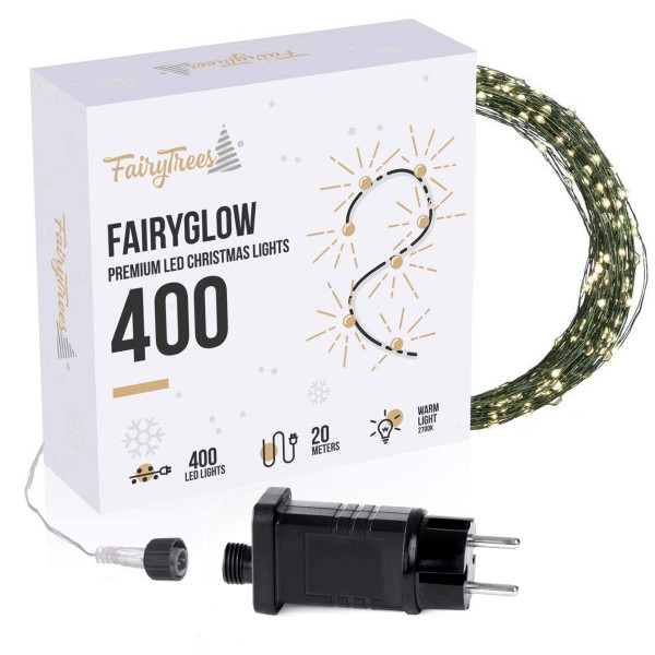 Lampki choinkowe LED 20 m FairyGlow 400 Premium